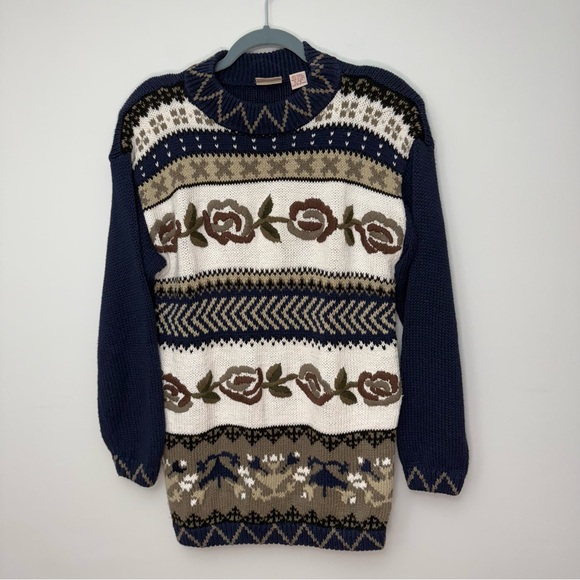Huntington Ridge Sweaters - Huntington Ridge Vintage Women's Long Sleeve Sweater Roses Floral‎ Small